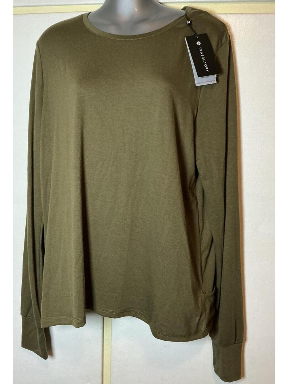 NWT Trajectory Active Athletic Green Long Sleeve Top Women's Size Large NEW